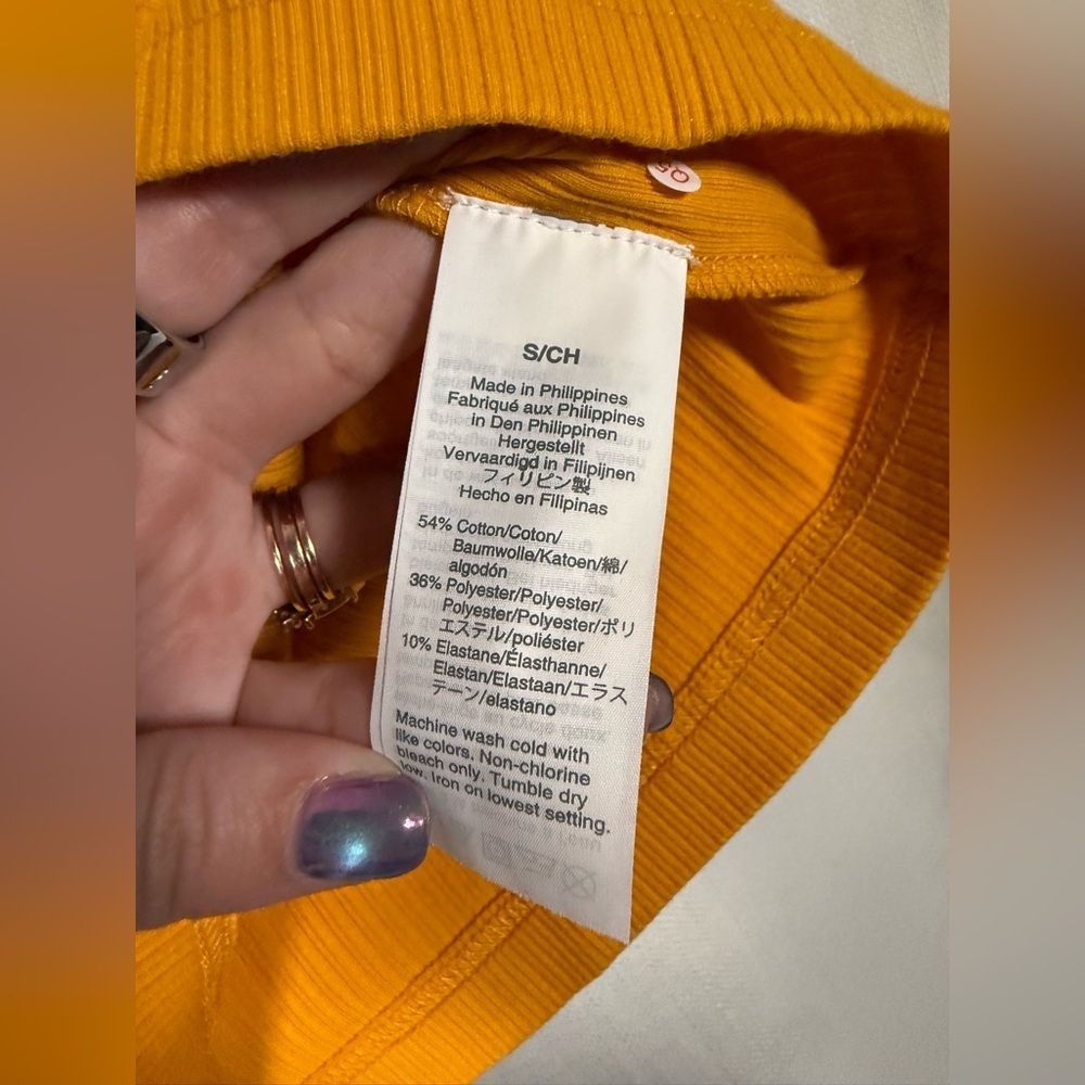 J Crew Ribbed Ruffle Tank Top in Marigold Yellow Orange Size Small - Picture 6 of 6